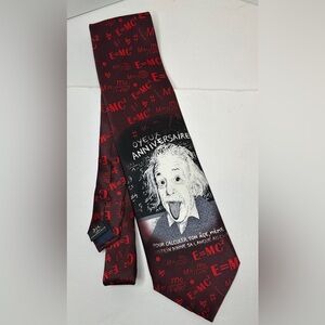 Robin Ruth Men's Albert Einstein Red Burgundy Graphic Print Physics Science Tie